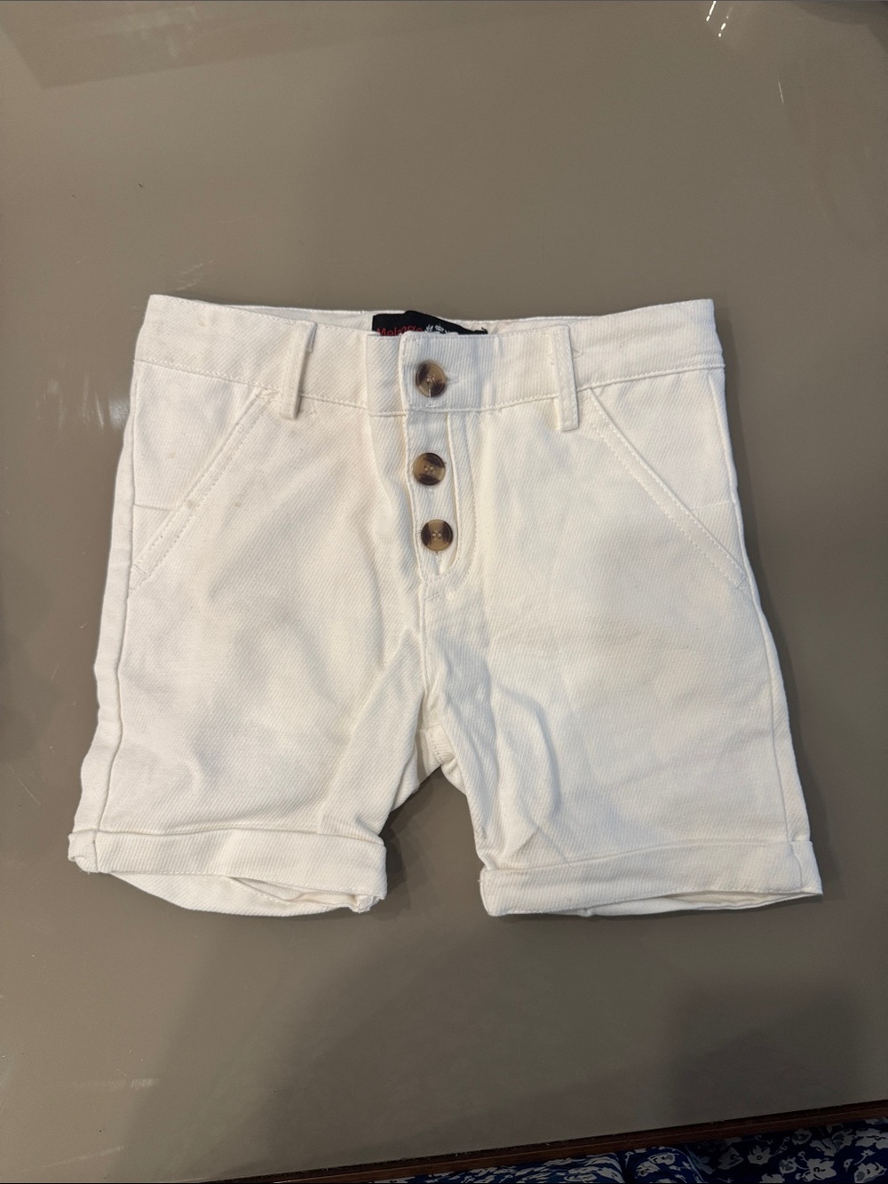 Children's White Button-Front Cotton Shorts